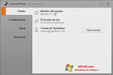 Capture d'écran Splashtop Streamer pour Windows 7