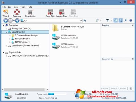 Capture d'écran Hetman Partition Recovery pour Windows 7