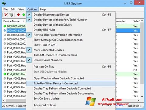 Capture d'écran USBDeview pour Windows 7