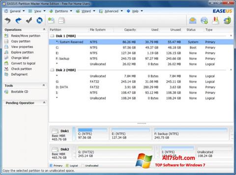 Capture d'écran EASEUS Partition Master pour Windows 7