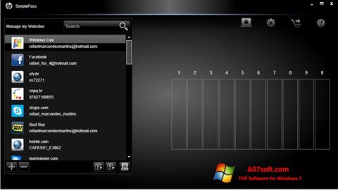 Capture d'écran HP SimplePass pour Windows 7
