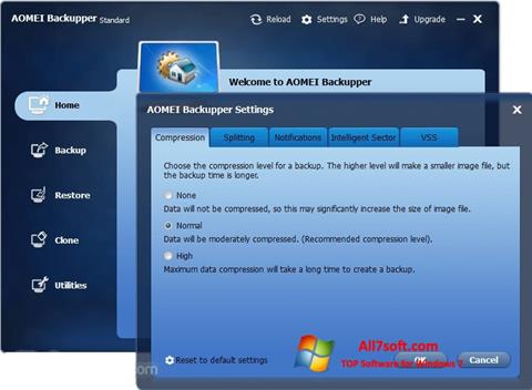 Capture d'écran AOMEI Backupper pour Windows 7