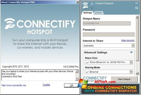 Capture d'écran Connectify Hotspot PRO pour Windows 7