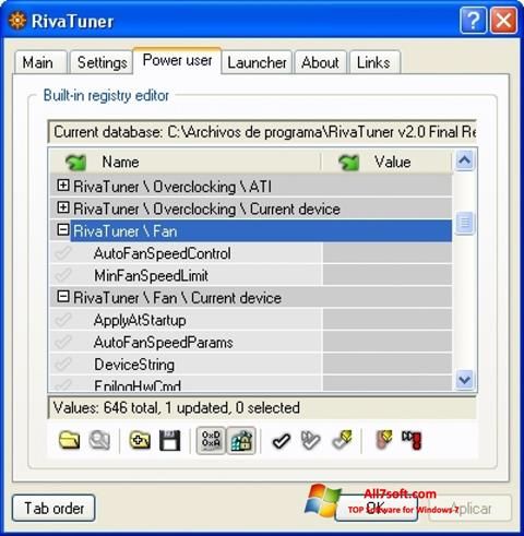 Capture d'écran RivaTuner pour Windows 7