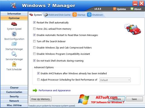 Capture d'écran Windows 7 Manager pour Windows 7
