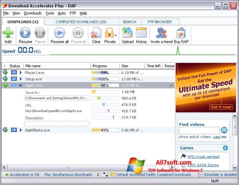 Capture d'écran Download Accelerator Plus pour Windows 7