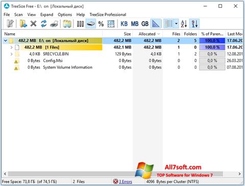 Capture d'écran TreeSize Free pour Windows 7