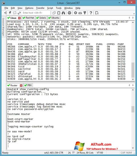 Capture d'écran SecureCRT pour Windows 7