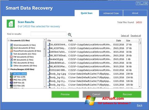 Capture d'écran Smart Data Recovery pour Windows 7