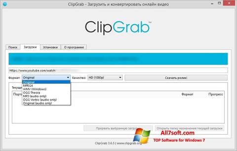 Capture d'écran ClipGrab pour Windows 7