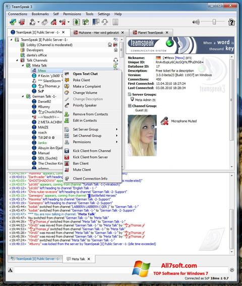 Capture d'écran TeamSpeak pour Windows 7