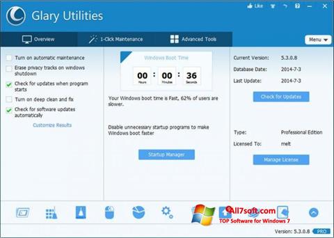 Capture d'écran Glary Utilities Pro pour Windows 7