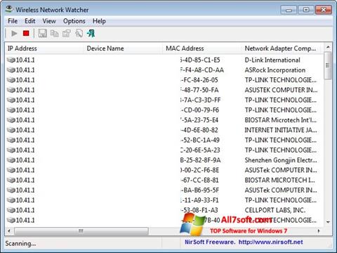 Capture d'écran Wireless Network Watcher pour Windows 7