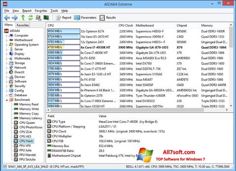 Capture d'écran AIDA32 pour Windows 7