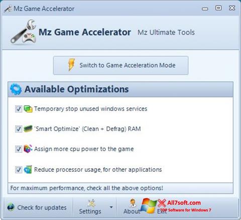 Capture d'écran Mz Game Accelerator pour Windows 7
