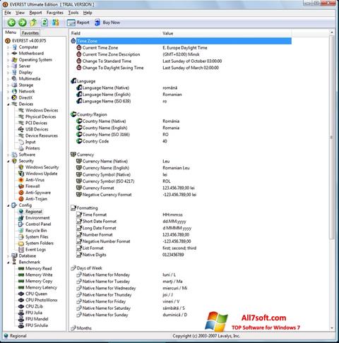 Capture d'écran EVEREST Ultimate Edition pour Windows 7