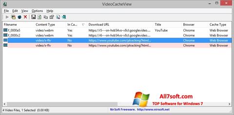 Capture d'écran VideoCacheView pour Windows 7
