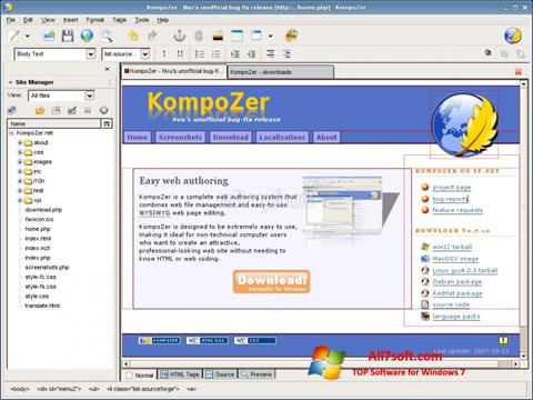 Capture d'écran KompoZer pour Windows 7