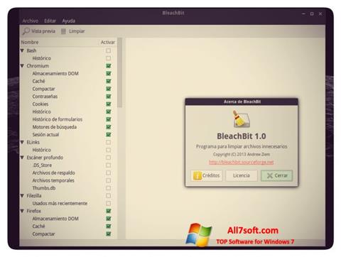Capture d'écran BleachBit pour Windows 7