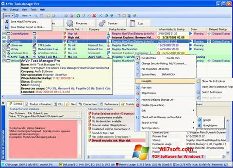 Capture d'écran AnVir Task Manager pour Windows 7