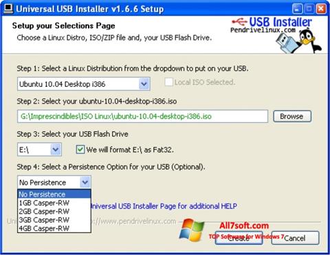 Capture d'écran Universal USB Installer pour Windows 7