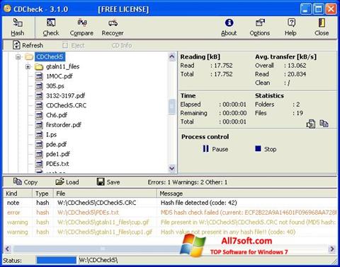 Capture d'écran CDCheck pour Windows 7