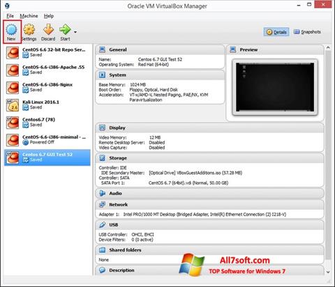 Capture d'écran VirtualBox pour Windows 7
