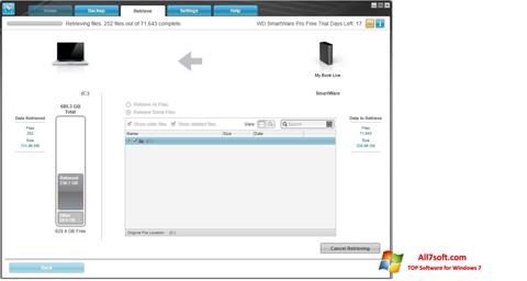 Capture d'écran WD SmartWare pour Windows 7