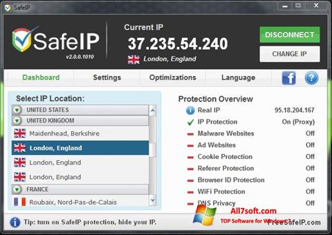 Capture d'écran SafeIP pour Windows 7