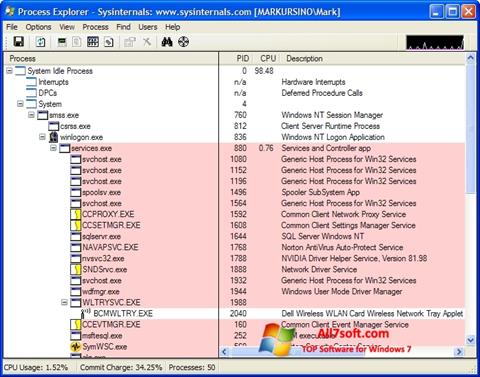 Capture d'écran Process Explorer pour Windows 7