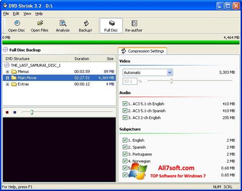 Capture d'écran DVD Shrink pour Windows 7