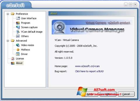 Capture d'écran VCam pour Windows 7