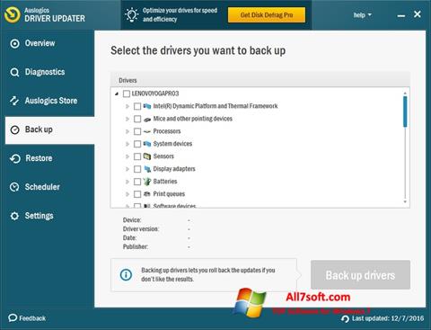 Capture d'écran Auslogics Driver Updater pour Windows 7
