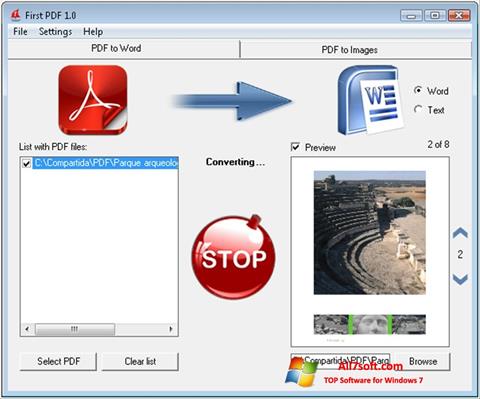 Capture d'écran First PDF pour Windows 7