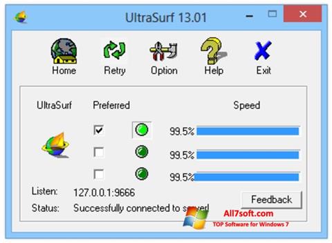 Capture d'écran UltraSurf pour Windows 7