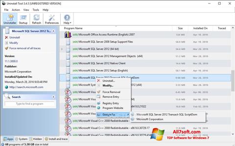 Capture d'écran Uninstall Tool pour Windows 7
