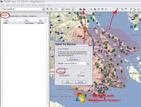 Capture d'écran MapSource pour Windows 7