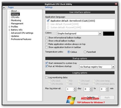 Capture d'écran RMClock pour Windows 7