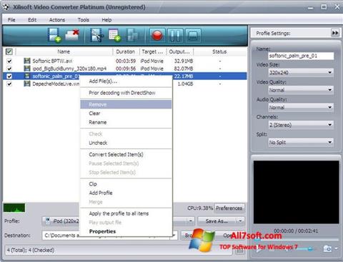 Capture d'écran Xilisoft Video Converter pour Windows 7
