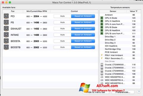 Capture d'écran Macs Fan Control pour Windows 7