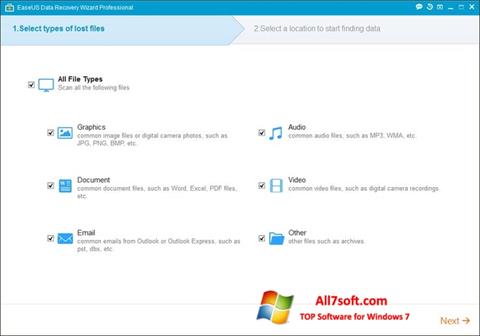 Capture d'écran EaseUS Data Recovery Wizard pour Windows 7