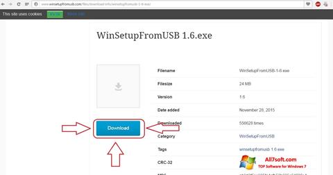 Capture d'écran WinSetupFromUSB pour Windows 7