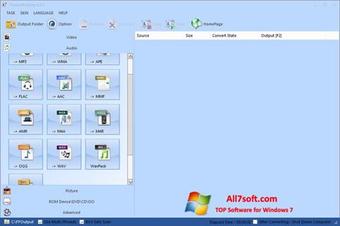 Capture d'écran Format Factory pour Windows 7