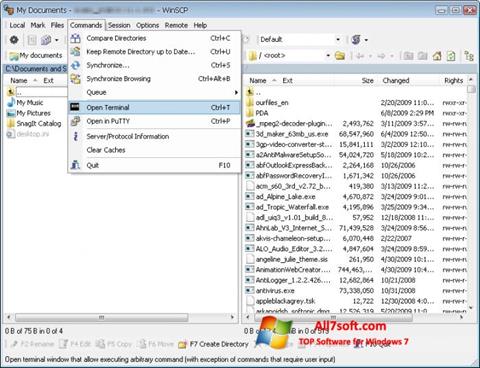 Capture d'écran WinSCP pour Windows 7